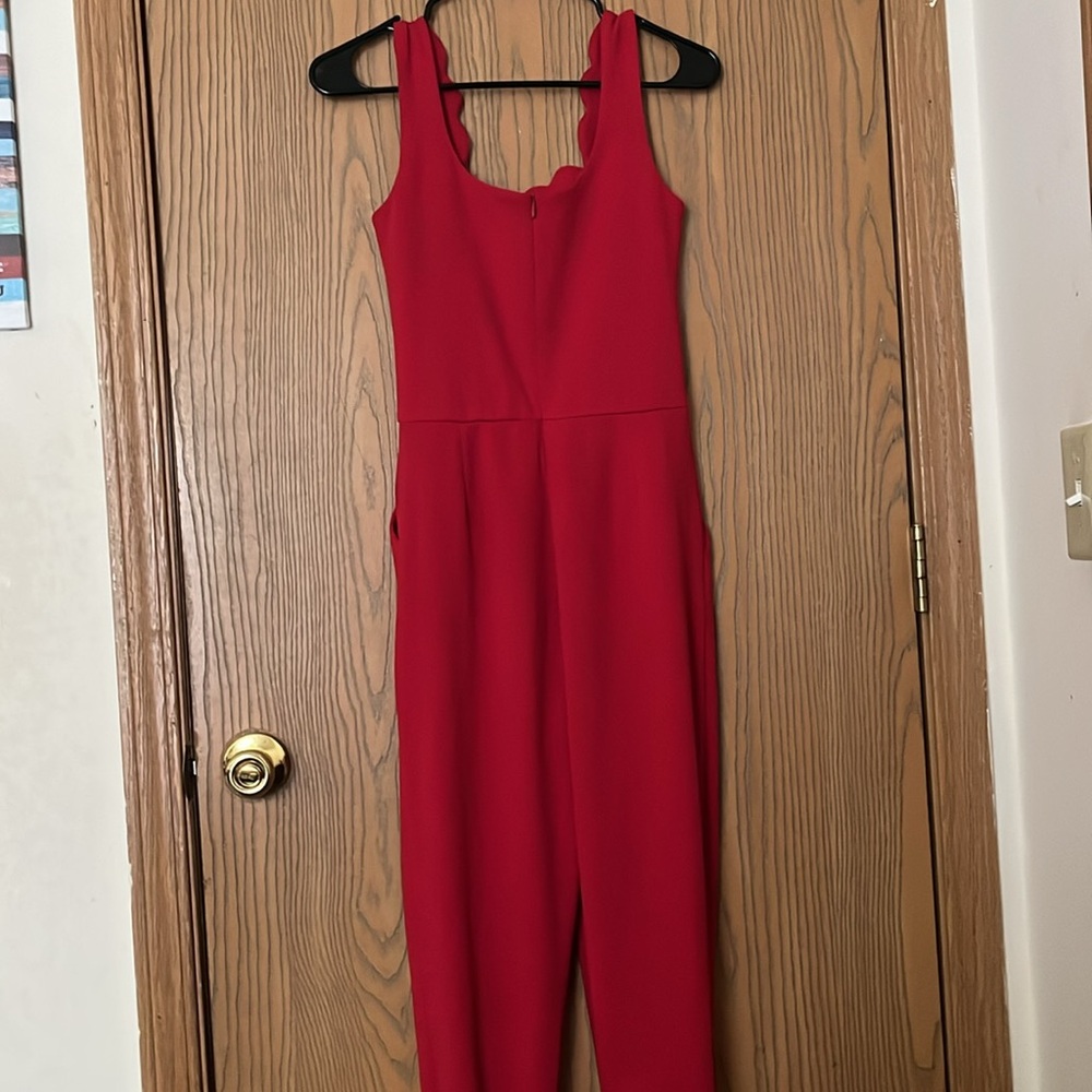 Christmas Red Polyester Wavy Neckline Jumpsuit - Picture 7 of 10